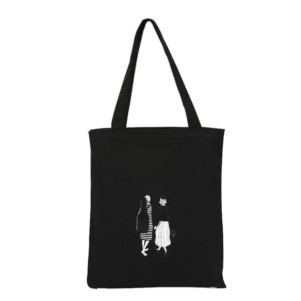 Women Shoulder Bag Canvas Handbag Totes Shopper Bag Women Shopping Bags Beach Bag white and black