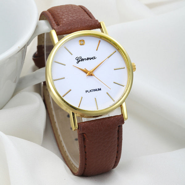 relogio 2017 Women Fashion PU Leather Band Analog Quartz Wrist Watch Ladies geneva watch women relogios feminino