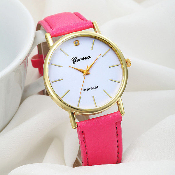 relogio 2017 Women Fashion PU Leather Band Analog Quartz Wrist Watch Ladies geneva watch women relogios feminino