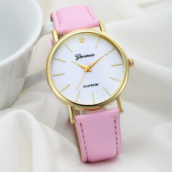 relogio 2017 Women Fashion PU Leather Band Analog Quartz Wrist Watch Ladies geneva watch women relogios feminino