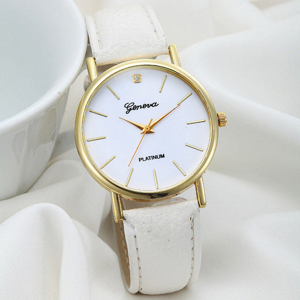 relogio 2017 Women Fashion PU Leather Band Analog Quartz Wrist Watch Ladies geneva watch women relogios feminino