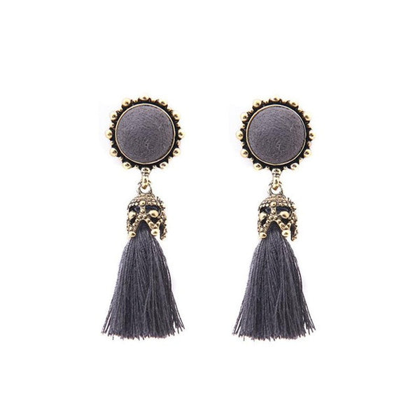 1 Pair Antique Jewelry Round Crystal Silk Long Tassel Earrings For Women 2017 Wholesale Vintage Jewellery Accessories earring