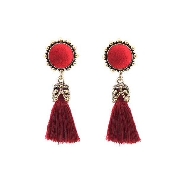 1 Pair Antique Jewelry Round Crystal Silk Long Tassel Earrings For Women 2017 Wholesale Vintage Jewellery Accessories earring